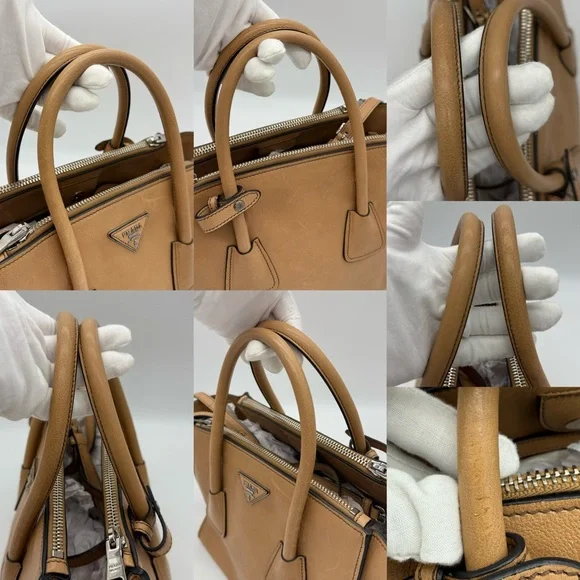 Authentic Prada light brown Calfskin leather tote - Picture 7 of 15